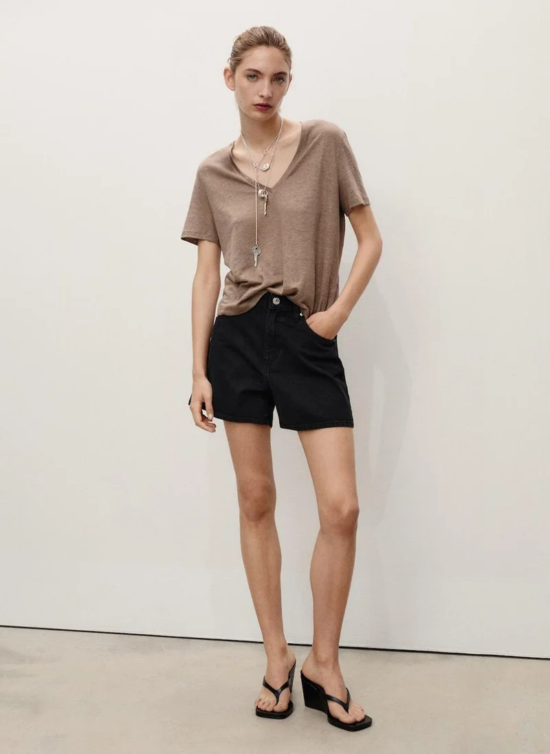 MANGO high-rise denim shorts
